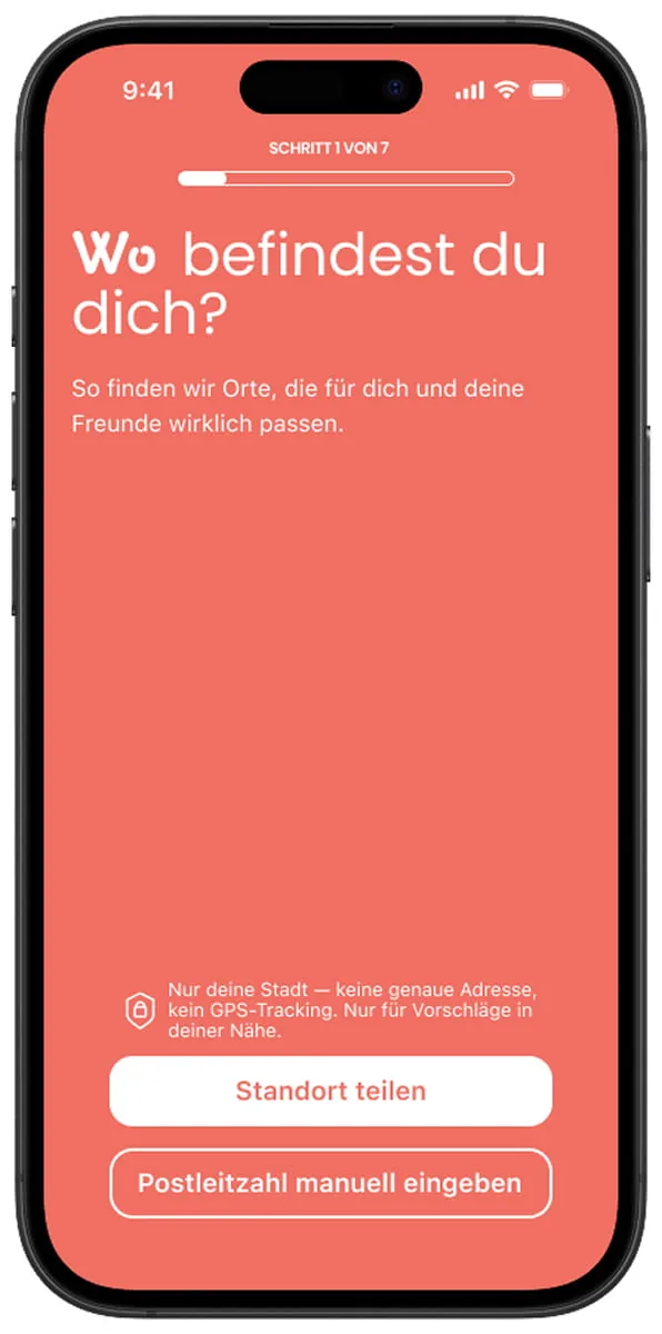 Bondly Standort Einstellungen