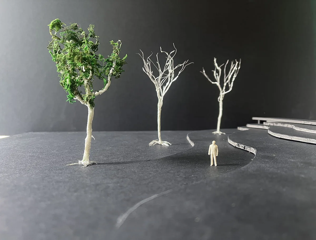 Selbstgebaute Landschaft mit Bäumen