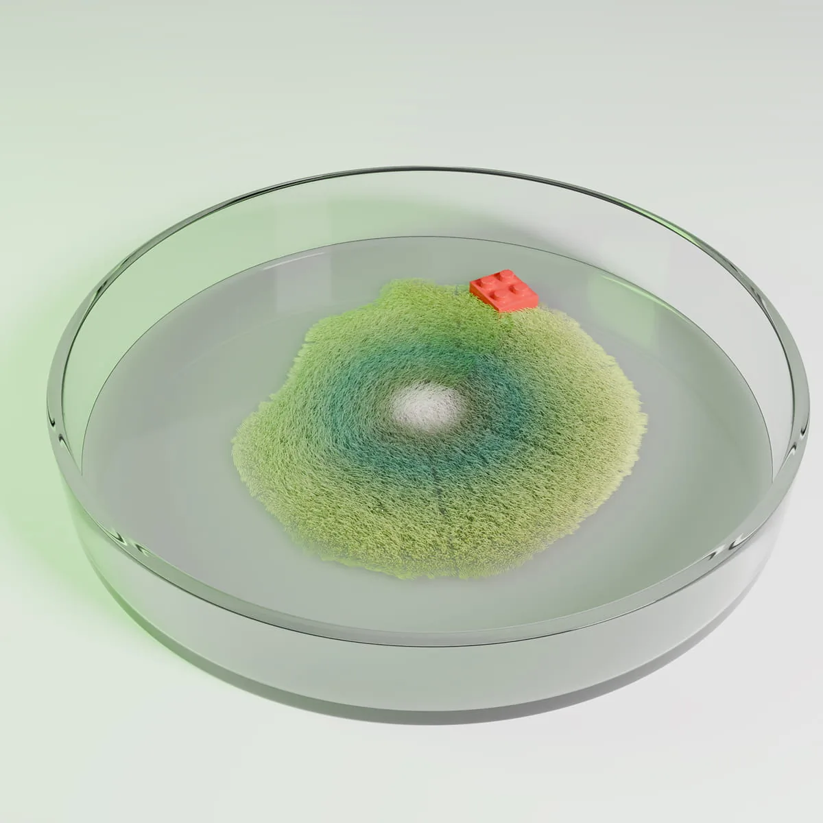 3D-Visualisierung eines türkisfarbenen, verschlungenen Proteinstrangs vor Sternenhintergrund