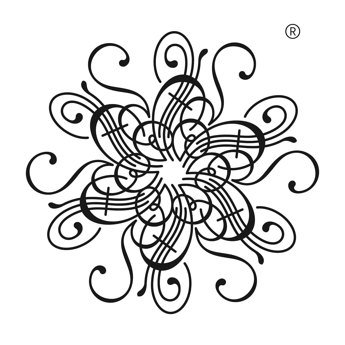 Ornamentales Blüten-Logo aus geschwungenen Linien für die Samova-Verpackung