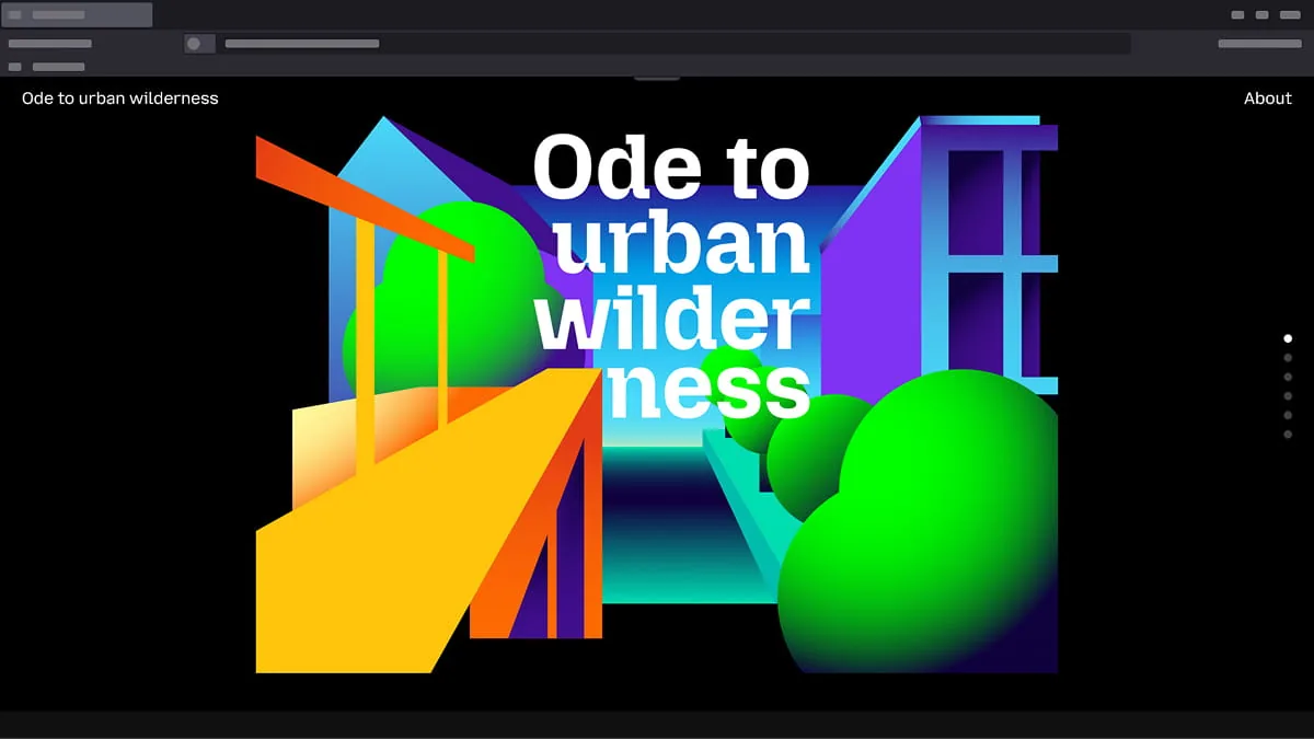 Website-Startbildschirm „Ode to urban wilderness